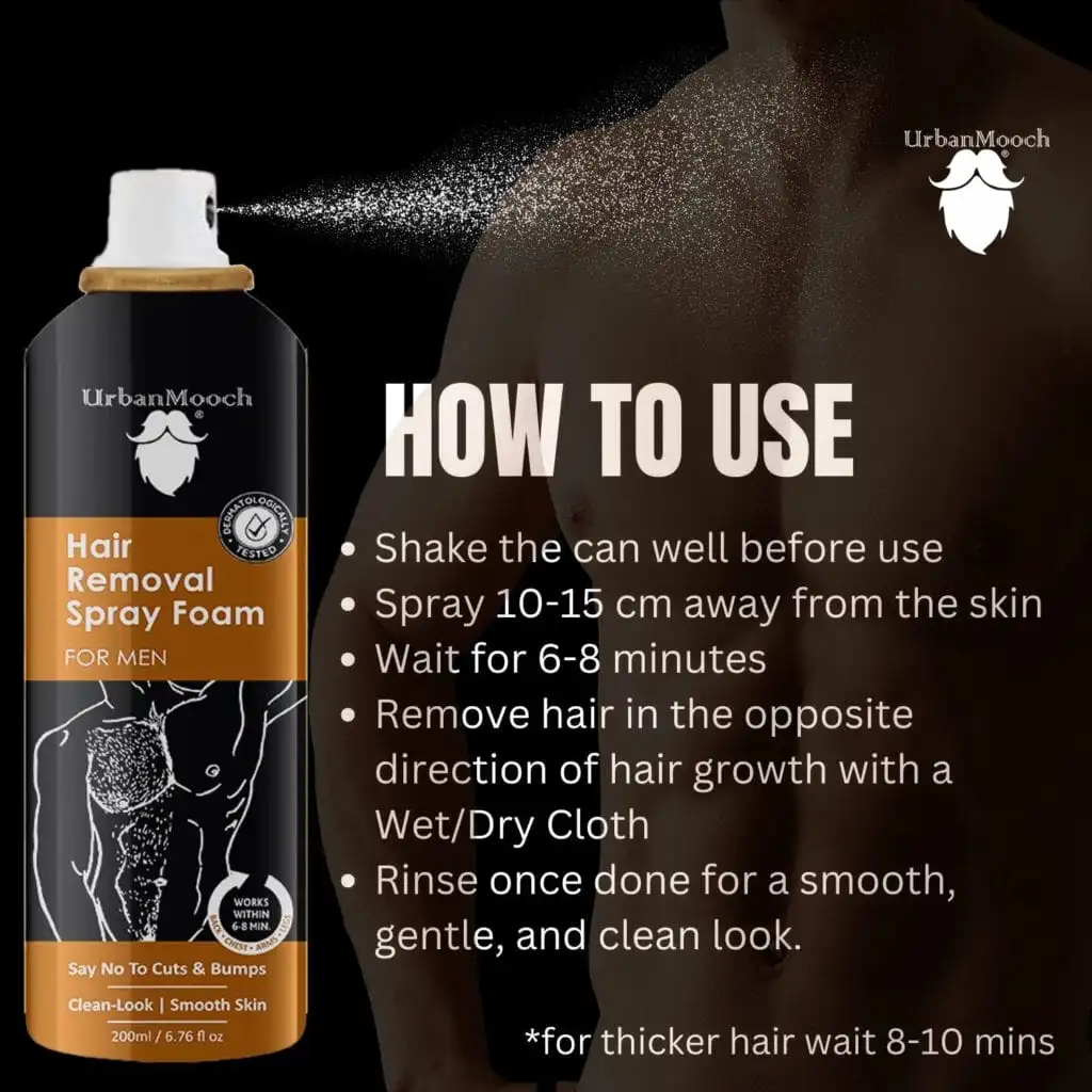 UrbanMooch Painless Hair Removal Spray Foam for Men, 200ml - Image 3
