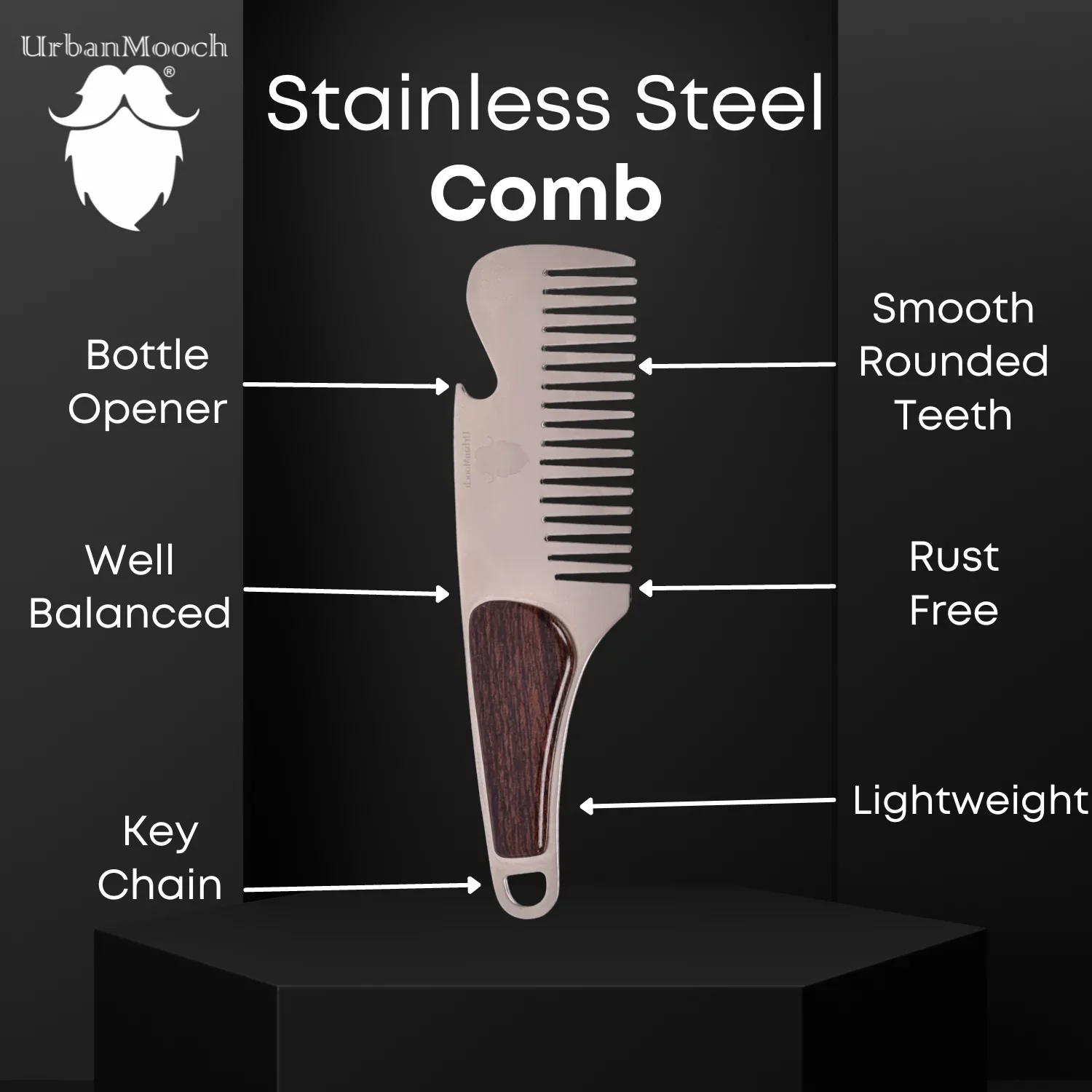 Pocketsize Stainless Steel Beard Comb for Refined Grooming - Image 4
