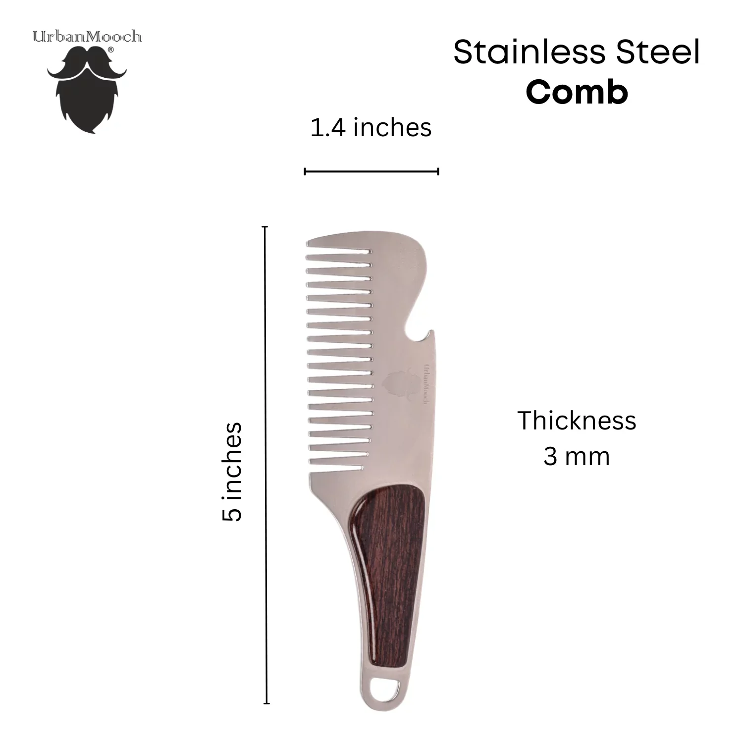 Pocketsize Stainless Steel Beard Comb for Refined Grooming - Image 5