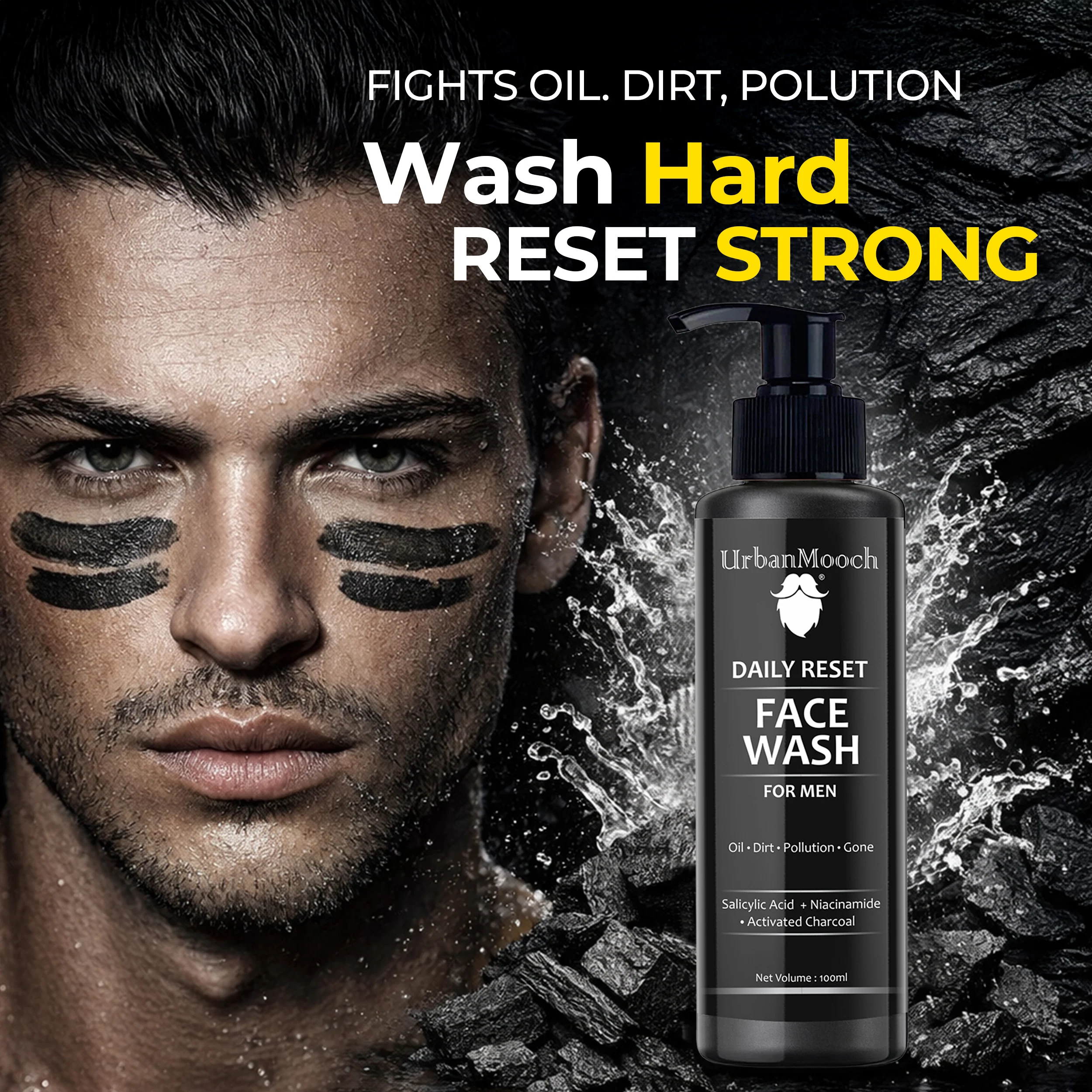 UrbanMooch Daily Reset Face Wash for Men with Charcoal, Salicylic Acid & Niacinamide – Gel Based Oil Control Cleanser - Image 6