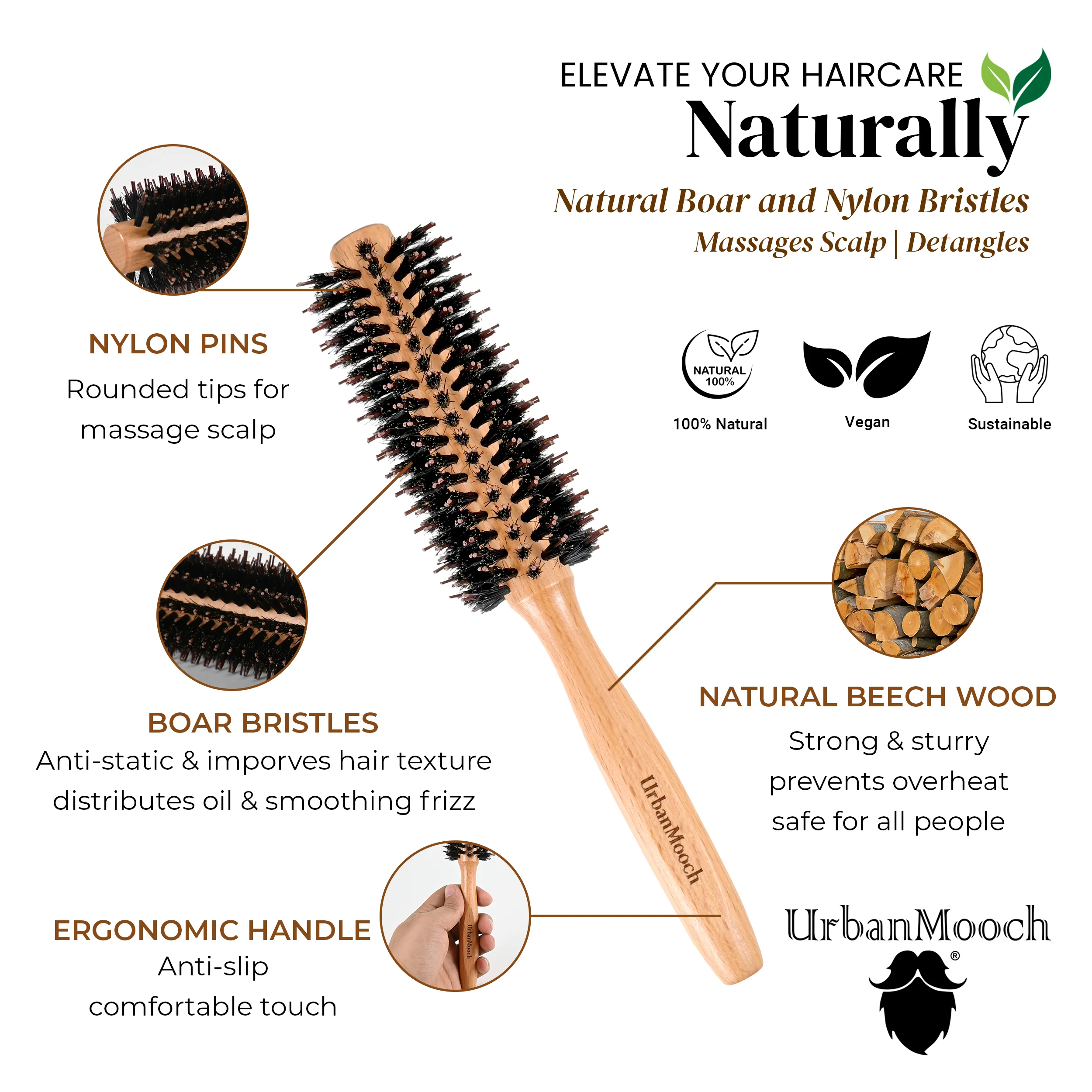 UrbanMooch 2 in 1 Hair Styling Set for Men | Gifts for Men | Hair Volume Powder Wax (15g) with Round Hair Brush - Image 6