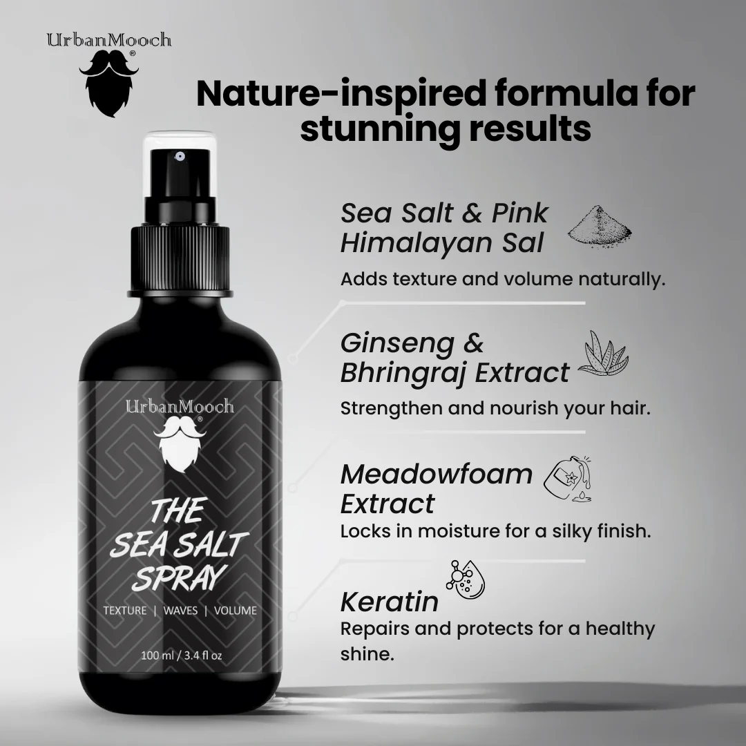 UrbanMooch Hair Volume Kit for Men | Rakhi Gift for Brother | Boar Bristle Round Hair Brush with Sea Salt Hair Spray (100ml) for Texture and Volume - Image 7