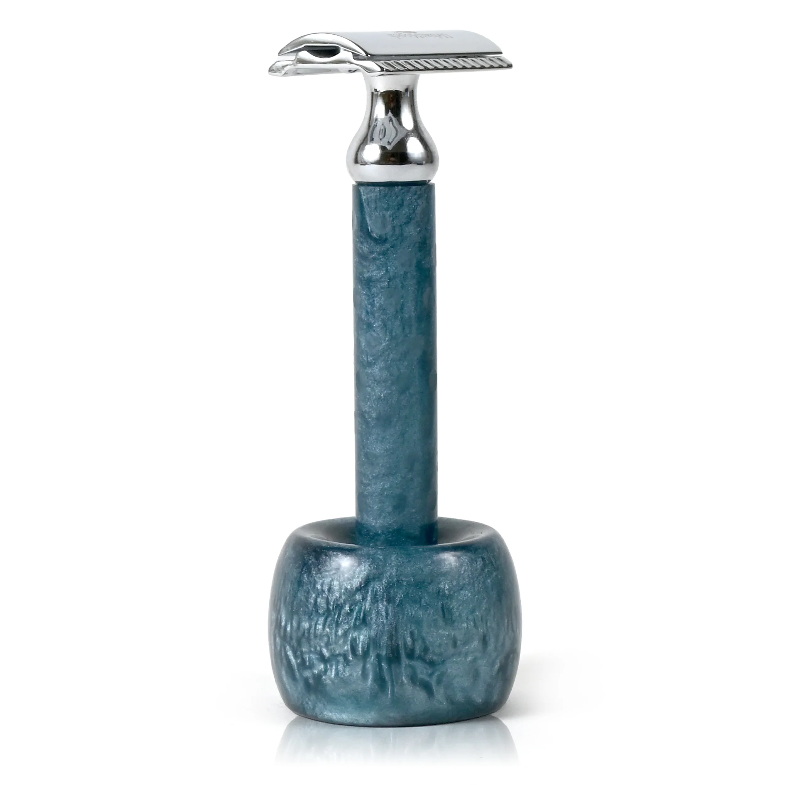 UrbanMooch Resin Handle Safety Razor for Men with Stand – Reusable Double Edge Shaving Razor for Smooth & Close Shave, Blue - Image 3